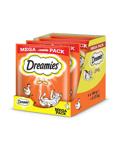 DREAMIES Mega Pack 4x180 g pamlsek s lahodným kuřecím masem pro vaši kočku