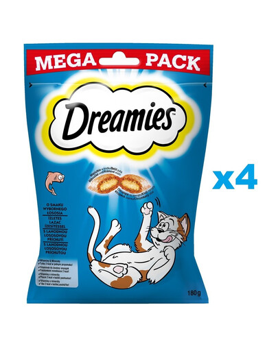 DREAMIES Mega Pack 4x180 g pochoutka s chutí lahodného lososa pro kočky