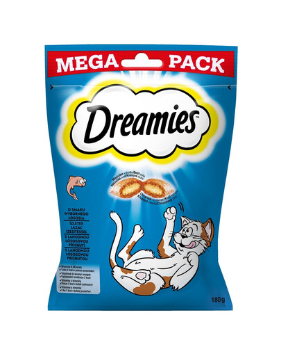DREAMIES Mega Pack 180g - pochoutka pro kočky s příchutí lahodného lososa