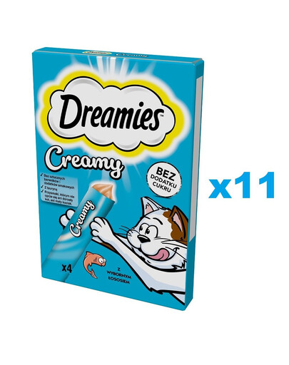DREAMIES Creamy doplňkové krmivo s lahodným lososem pro kočky 44x10 g