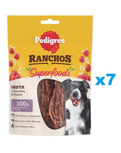 PEDIGREE Ranchos Superfoods 7x70 g doplňkové krmivo pro dospělé psy s krůtím masem, brusinkami a rýží