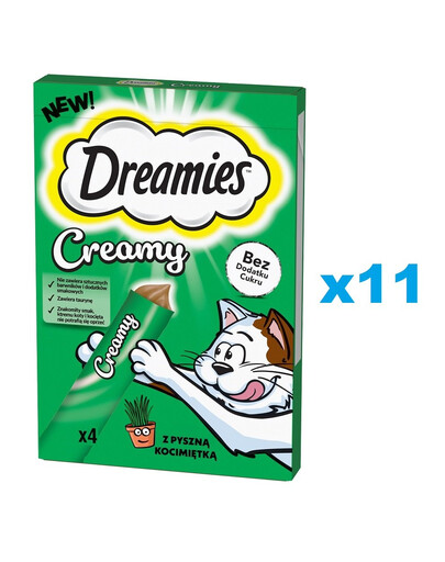 DREAMIES Krémové doplňkové krmivo s lahodnou kočičí trávou pro kočky 44x10 g