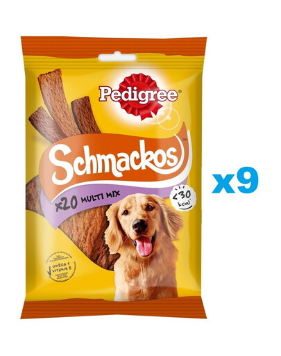 PEDIGREE Schmackos Multi Mix 9x144g pamlsky pro psy ve formě proužků s hovězím masem