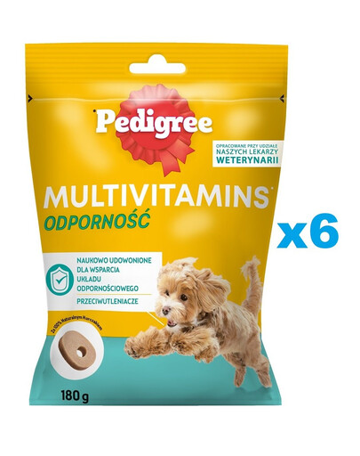 PEDIGREE Multivitamins Immunity doplňkové krmivo pro imunitu pro dospělé psy, kuřecí příchuť 6x180 g