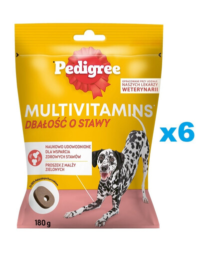 PEDIGREE Multivitamins Care pro klouby doplňkové krmivo na klouby pro dospělé psy, kuřecí příchuť 6x180 g