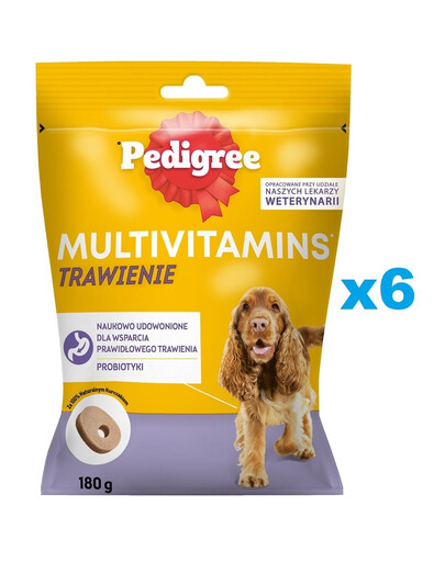PEDIGREE Multivitamins Digestion doplňkové trávicí krmivo pro dospělé psy kuřecí příchuť 6x180 g