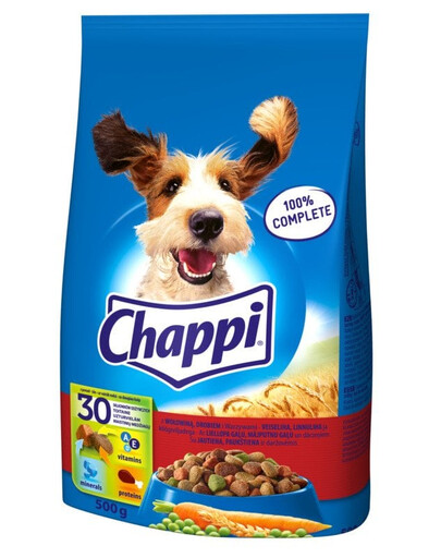 CHAPPI 500 g - suché krmivo pro psy s hovězím masem, drůbeží a zeleninou
