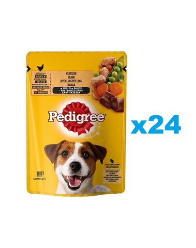 PEDIGREE Adult kapsičky 24x100g mokré krmivo pro dospělé psy kousky kuřete a zeleniny v omáčce