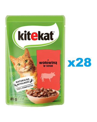 KITEKAT Hovězí maso v omáčce 28x85 g pro dospělé kočky