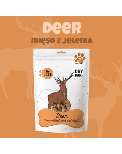 PAKA ZWIERZAKA PEPE Freeze-dried liofilizowane mięso jeleń 60g