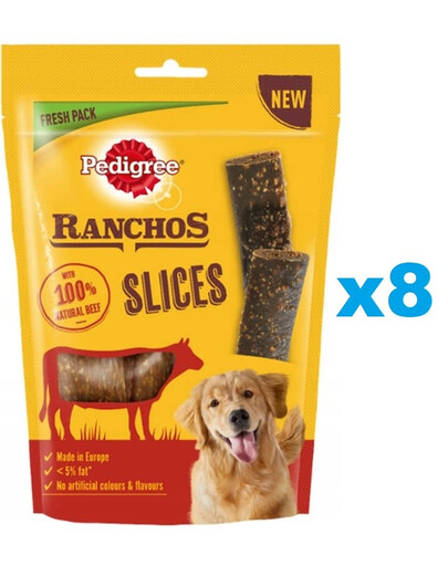 PEDIGREE Ranchos Slices 8x60g pamlsky pro psy s hovězím masem