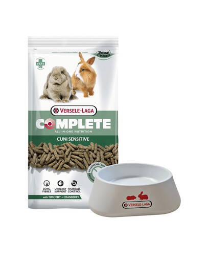 VERSELE-LAGA Krmivo pro miniaturní králíky Cuni Sensitive Complete 1,75 kg + plastová miska pro hlodavce ZDARMA