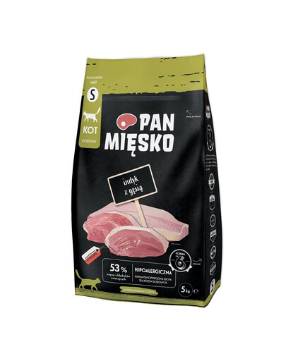 PAN MIĘSKO Krůtí a husí krmivo pro kočky, křupky S 5 kg