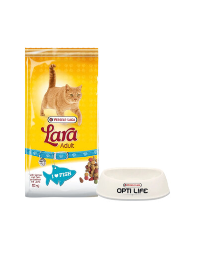 VERSELE-LAGA Lara adult lososové krmivo pro kočky 10 kg + plastová miska pro kočky ZDARMA