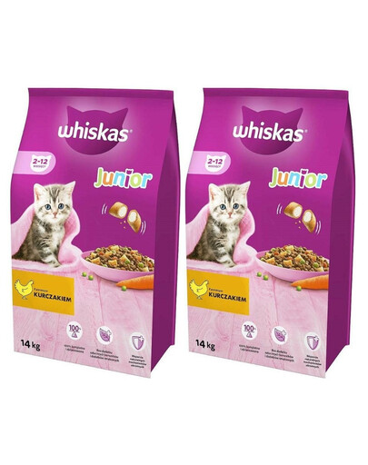 WHISKAS Junior s kuřecím 2x 14kg