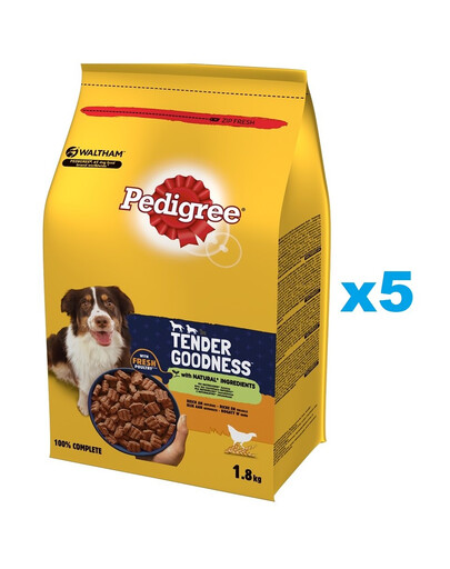 PEDIGREE Tender Goodness 5x1,8 kg, bohaté na drůbež, kompletní krmivo pro dospělé psy
