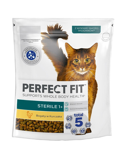 PERFECT FIT (Sterile 1+) 750g Bohaté na kuře - suché krmivo pro sterilizované kočky