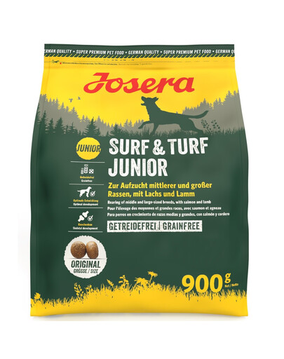 JOSERA Surf Turf Junior 900 g Bezobilné krmivo pro štěňata z lososa a jehněčího masa