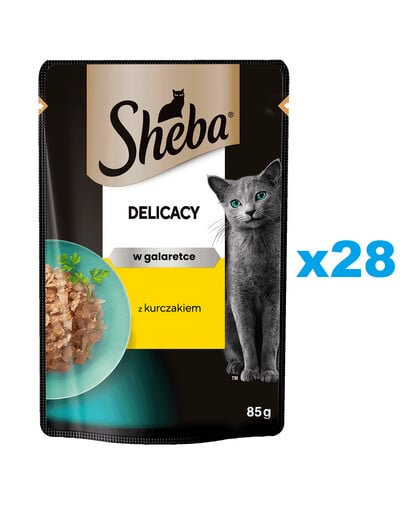 SHEBA Delicacy kapsička 28x85 g kompletní mokré krmivo pro dospělé kočky kousky s kuřecím masem v želé
