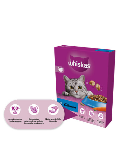 WHISKAS Adult 1,9 kg suché kompletní krmivo pro dospělé kočky s lahodným tuňákem