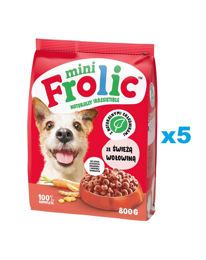 FROLIC Mini Naturally Irresistible 5x800 g polovlhké krmivo pro psy malých plemen s čerstvým hovězím masem