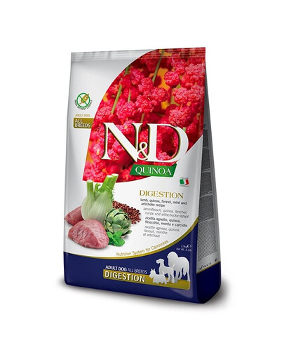 FARMINA N&D Quinoa Dog Adult medium maxi Digestion Jehněčí, fenykl 2,5 kg