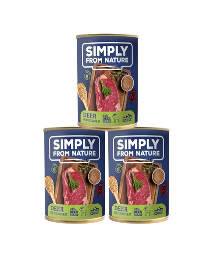 SIMPLY FROM NATURE Jelen s pohankou 400 g 3 x 400 g konzervy pro psy