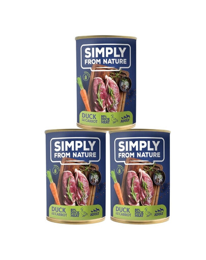 SIMPLY FROM NATURE Kachna s mrkví 3x 400 g konzervy pro psy