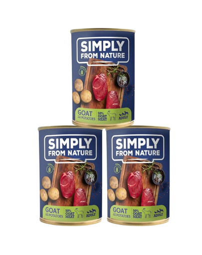 SIMPLY FROM NATURE Kozí maso a brambory 3 x 400 g konzervy pro psy