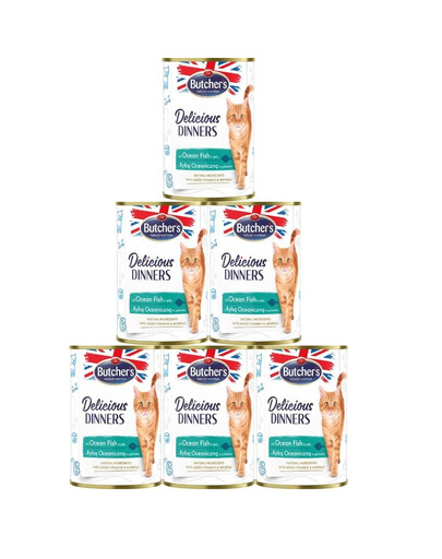 BUTCHER'S Delicious Dinners kousky mořské ryby v želé 6 x 400g