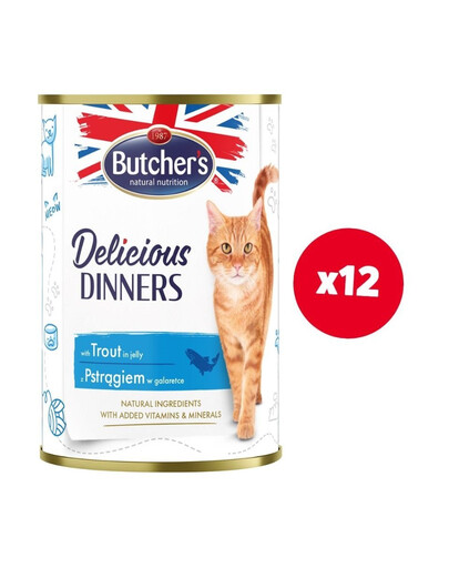 BUTCHER'S Delicious Dinners kousky pstruha v želé  12x400g