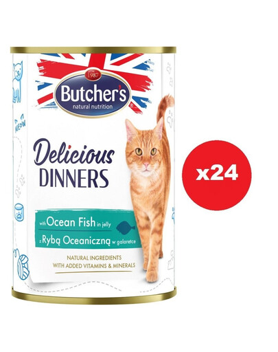 BUTCHER'S Delicious Dinners kousky s mořskými rybami v želé 24 x 400g