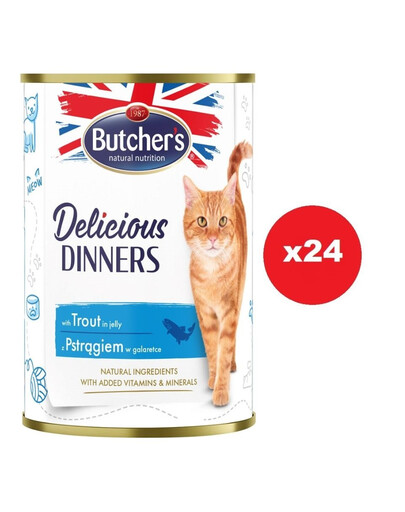 BUTCHER'S Delicious Dinners kousky se pstruhem v želé 24 x 400g