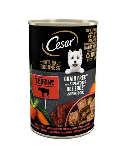 CESAR s hovězím masem, mrkví, fazolemi a bylinkami 400g