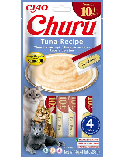 INABA Churu Cat Senior Tuna 4x14g krémová pochoutka pro starší kočky s příchutí tuňáka
