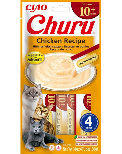 INABA Churu Cat Senior Chicken 4x14g krémová pochoutka pro starší kočky s příchutí kuřete