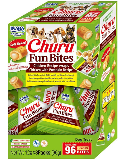 INABA Dog Churu Fun Bites Chicken with Pumpkin 8x12g wrapy z kurczakiem i dynią dla psa