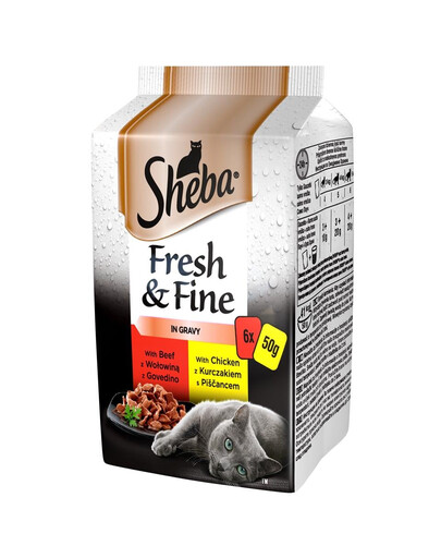 SHEBA Fresh & Fine kapsičky 6x50g Kuře, Hovězí a kachní