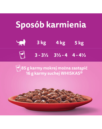 WHISKAS Adult sáček 85g vlhkého krmiva pro kočky s hovězí omáčkou pro dospělé kočky