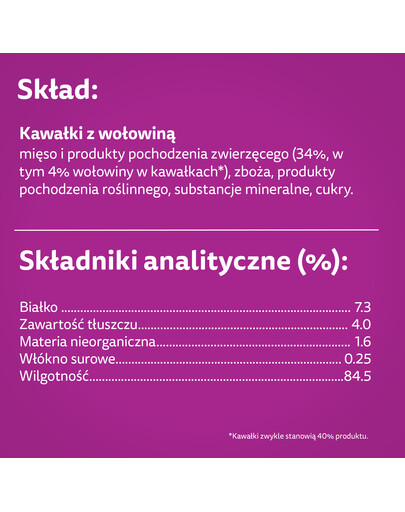 WHISKAS Adult sáček 85g vlhkého krmiva pro kočky s hovězí omáčkou pro dospělé kočky