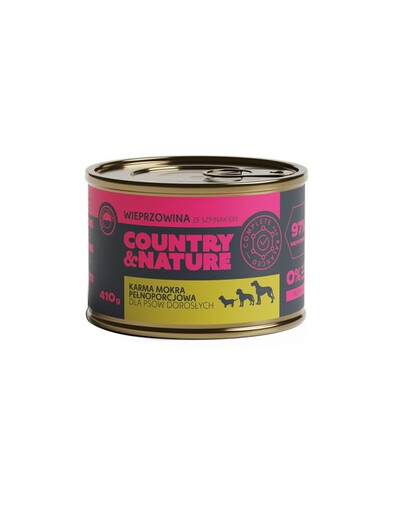 COUNTRY&NATURE Vepřové se špenátem 410g bezobilná konzerva pro psy