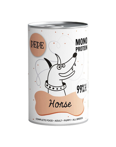PAKA ZWIERZAKA PEPE Horse 99% (kůň) 400g monoproteinové potraviny