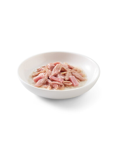 SCHESIR Doplňkové krmivo pro kočky s tuňákem a šunkou 140 g
