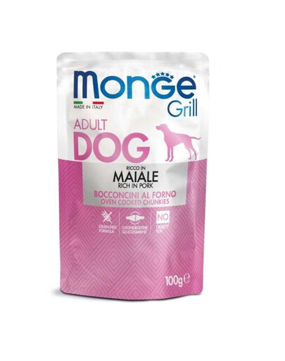 MONGE Dog Grill Vepřová kapsička 100g