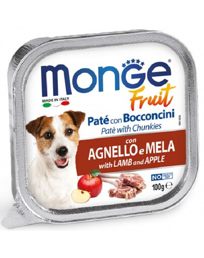 MONGE Fruit Dog Paštika Jehněčí s jablkem 100g