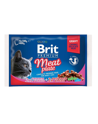 BRIT Sada kapsiček Cat Adult Meat Plate 4x100g