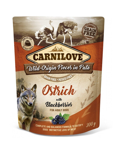CARNILOVE Dog Pouch Paté Ostrich with Blackberries 300g