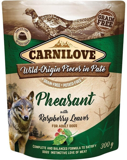 CARNILOVE Dog Pouch Paté Pheasant with Raspberry Leaves 300 g
