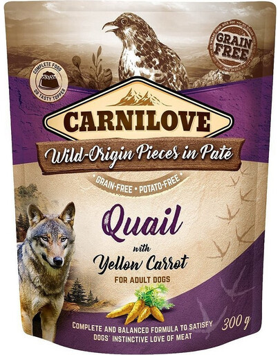 CARNILOVE Dog Pouch Paté Quail with Yellow Carrot 300g
