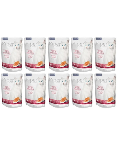 DOLINA NOTECI PIPER Animals Cat s lososem 10x100 g mokré krmivo pro kočky